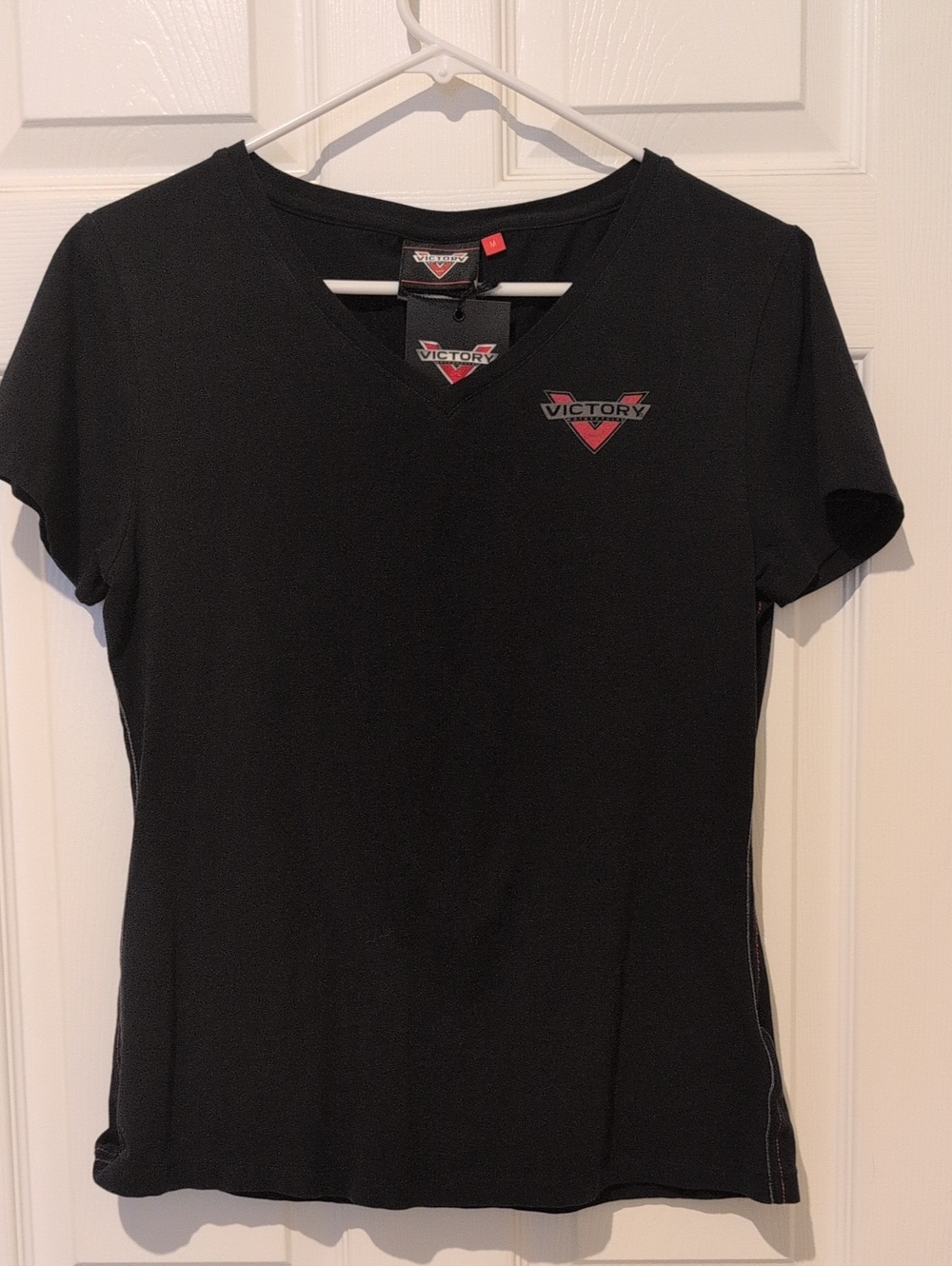 Victory motorcycles Performancr Black V-Neck Short Sleeve Tee with Red Logo